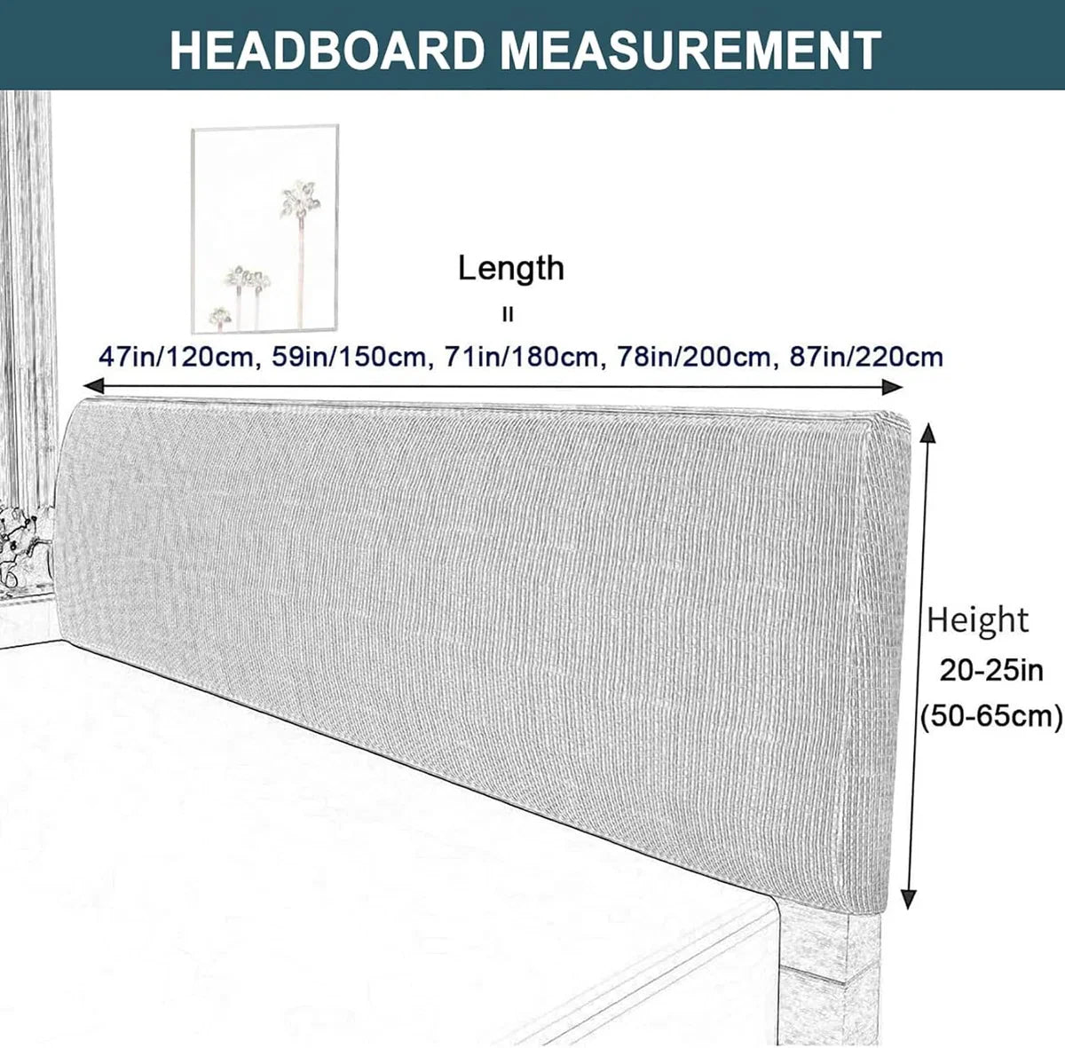 Hoes voor het hoofdeinde van het bed, rekbaar, wasbaar, verdikt, spandex, all-inclusive stofdicht, hoofdeindhoes voor tweepersoonsbed, eenpersoonsbed, bed, hoofdeindbekleding (180-200 cm, grijze bloemen)