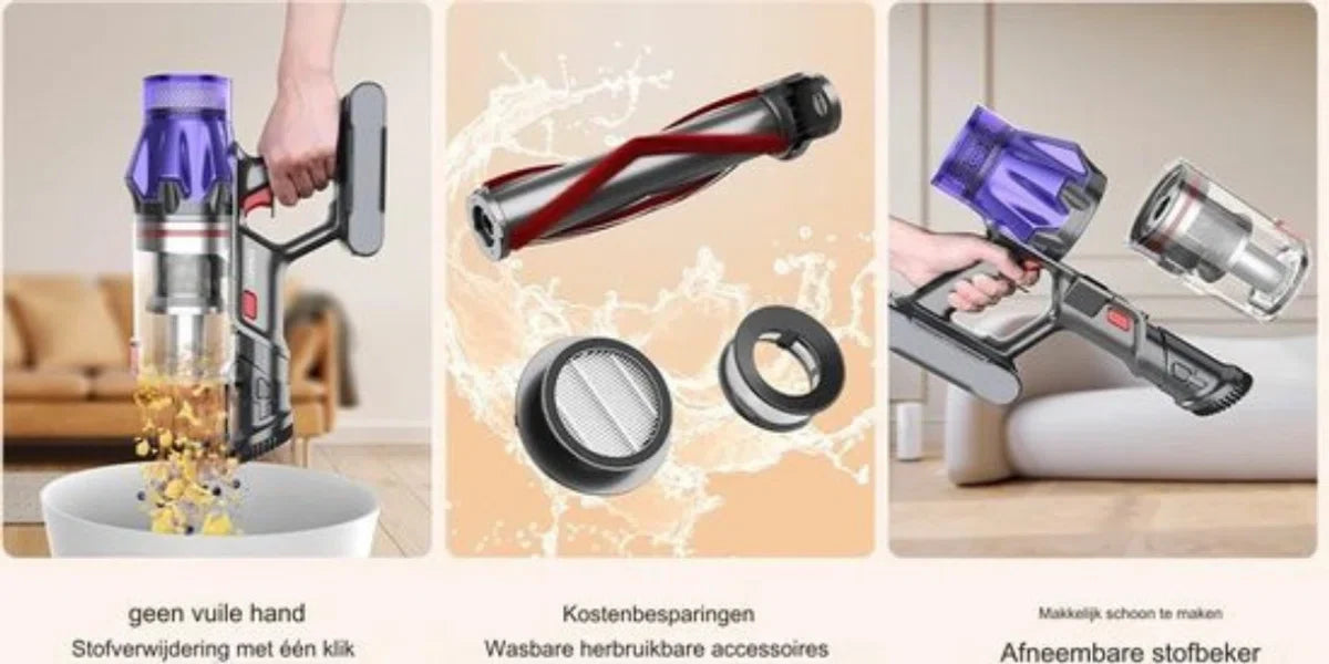 Laresar V7 - Draadloze Stofzuiger - Zakloze Steelstofzuiger - Steelstofzuiger Zonder Zak - Stofzuiger - Stofzuigers - Krachtige Draadloze Zakloze Stofzuiger V7 500W 50kpa