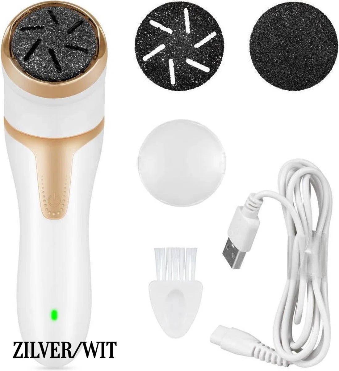 Elektrische Eeltverwijderaar - Dode Huidverwijderaar - Eeltvijl - USB Oplaadbaar - Voetvijl - Draadloos - Waterdicht - Pedicure en Voetverzorging - Wit/Zilver