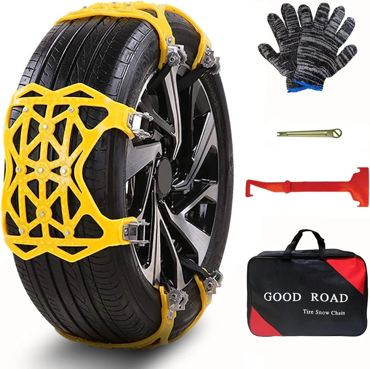 Sneeuwkettingen, 6 stuks universele autosneeuwkettingen voor bandbreedte 165-285 mm / 6,5-12 inch, winterbandenkettingen voor lichte vrachtwagens/SUV/ATV, 205 55 R16/225 55 R17
