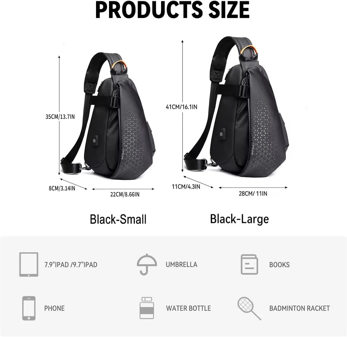 Sling Backsuck Sport Outdoor Borstzak Crossbag Schoudertas voor heren Sling Bag Crossbody Rugzak voor Camping Gym Reizen Wandelen, C-zwart (groot)