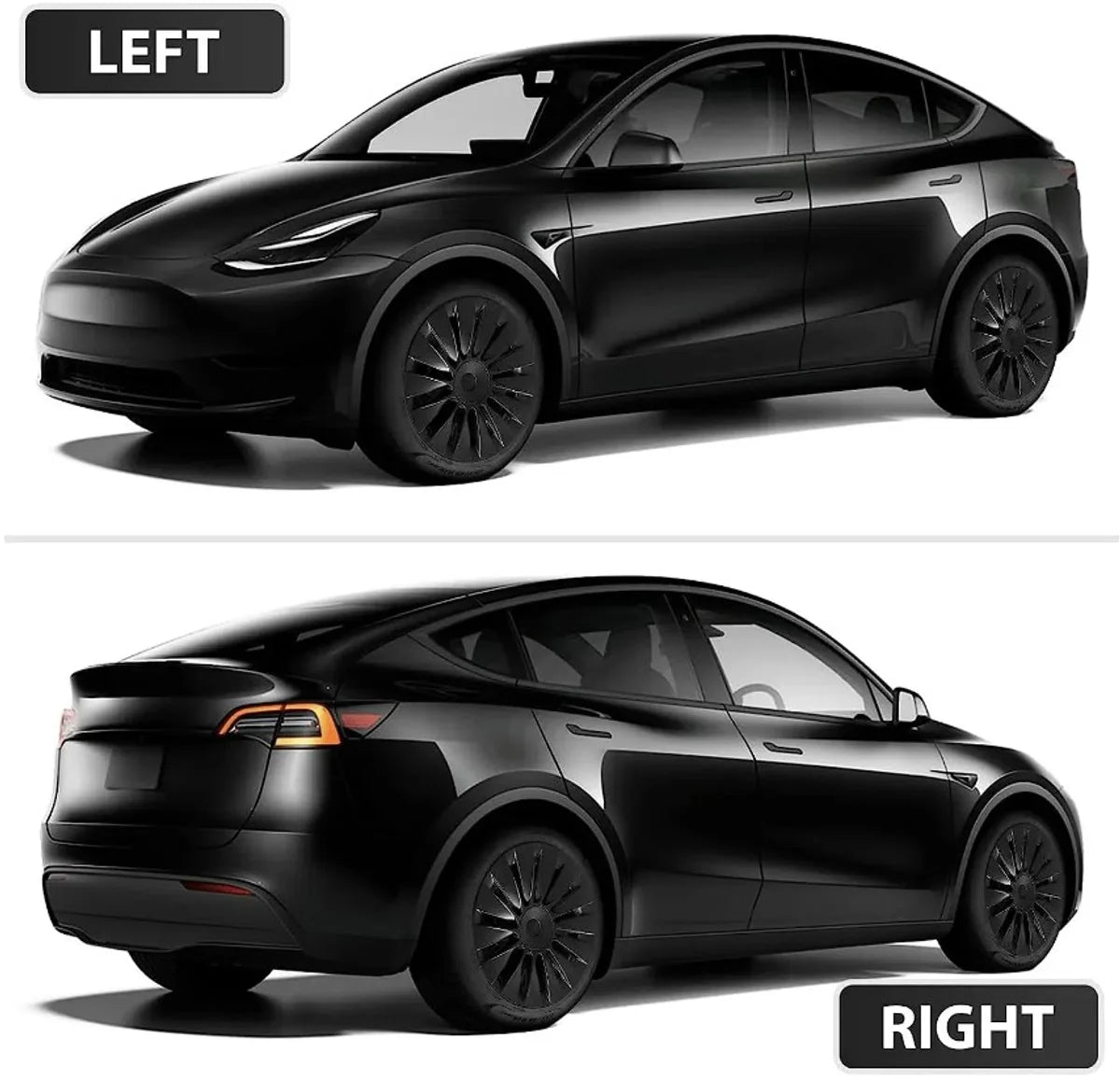 Wheel covers suitable for Tesla Model Y - Matte black Performance 14-spoke wheel cap set - upgrade for 19 inch - Protective foam layer for rims - Car Exterior Accessories Netherlands and Belgium