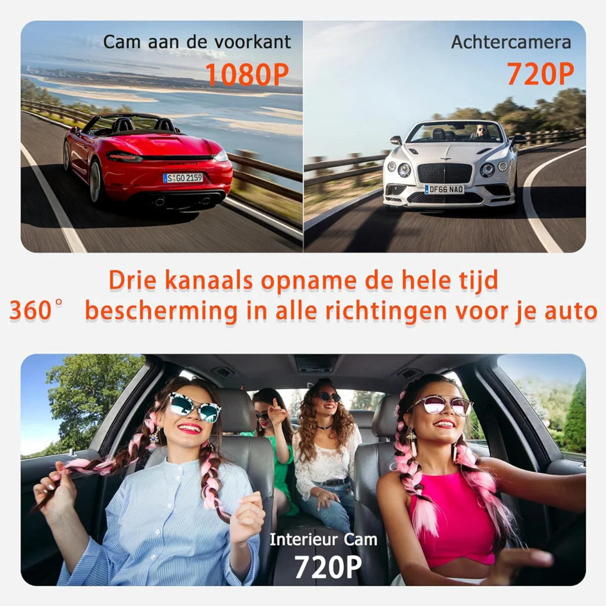Dual Dashcam - Capture Front and Rear Car Footage - Automatically Secure Insurance Evidence - 1080P Camera - Full HD - With SD Card