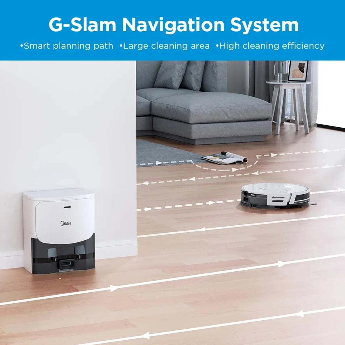 Robotstofzuiger - Robotstofzuiger Met Laadstation - Leegt Automatisch - Robotstofzuiger Met Dweilfunctie - 3000Pa - Appbediening - Stembediening - Stofzuiger - 150 Minuten - G Slam - Navigatiesysteem - 3 liter - Wit