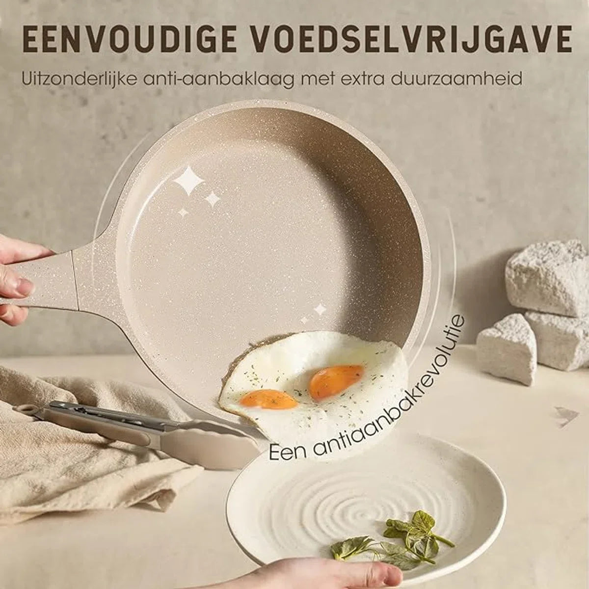 Pannenset Graniet 11-delig - PFOS-vrij - Veilig Koken - Non-stick - Vaatwasserbestendig - Koekenpannenset - Kookpotten - Pannenset - Koekenpannenset - Frying Pan Set