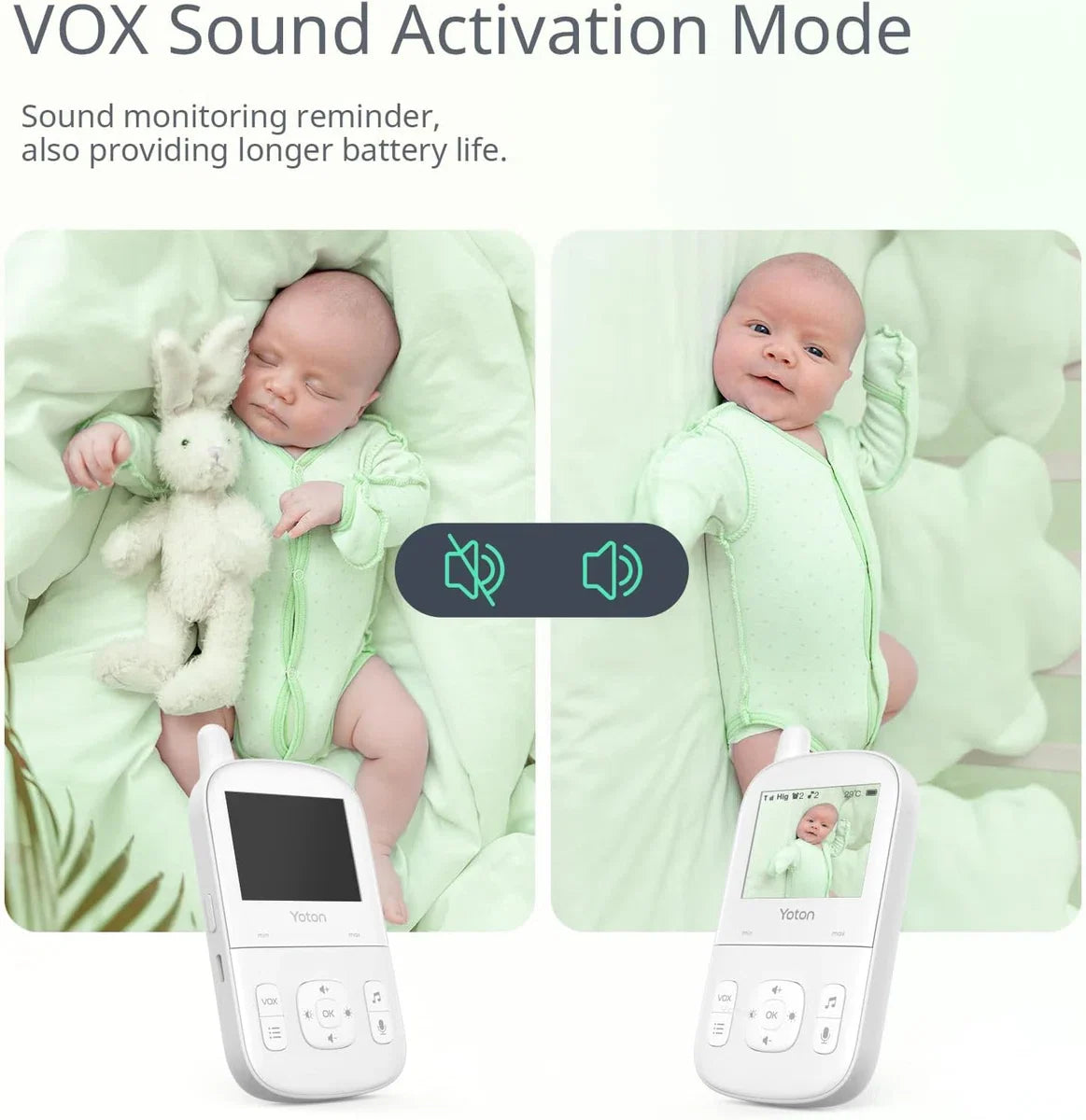 Babyfooncamera met 2,7 inch LCD-scherm, nachtzicht en temperatuurbewaking - Tweeweggesprek en USB-C oplaadkabel inbegrepen