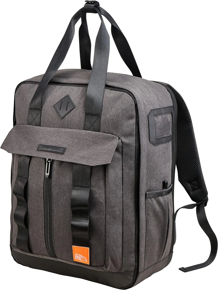 Travel backpack 45x36x20 cm - internal compression system - underseat cabin bag for easyJet - recycled polyester - grey