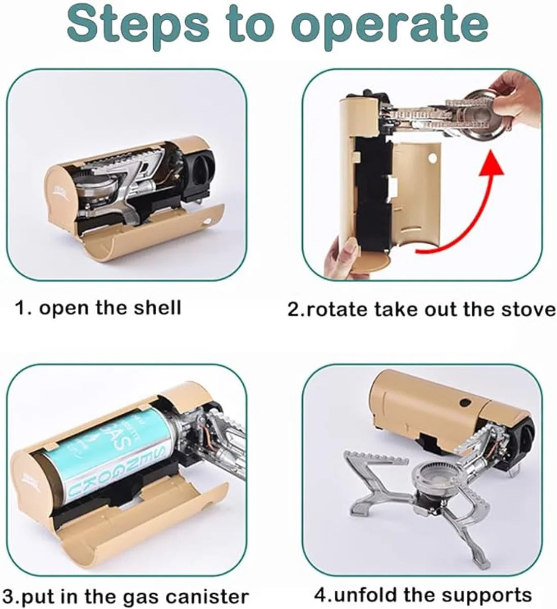 Camping Kooktoestel - Wit - Compatibel met Gaspatronen 227g, Camping Gas Cooker opvouwbaar met Foedraal, Opvouwbaar Campingfornuis, met piëzo ontsteking voor binnen/buiten, Camping Gasbrander. Onmisbaar bij Noodpakket, Backpack, Visspullen.