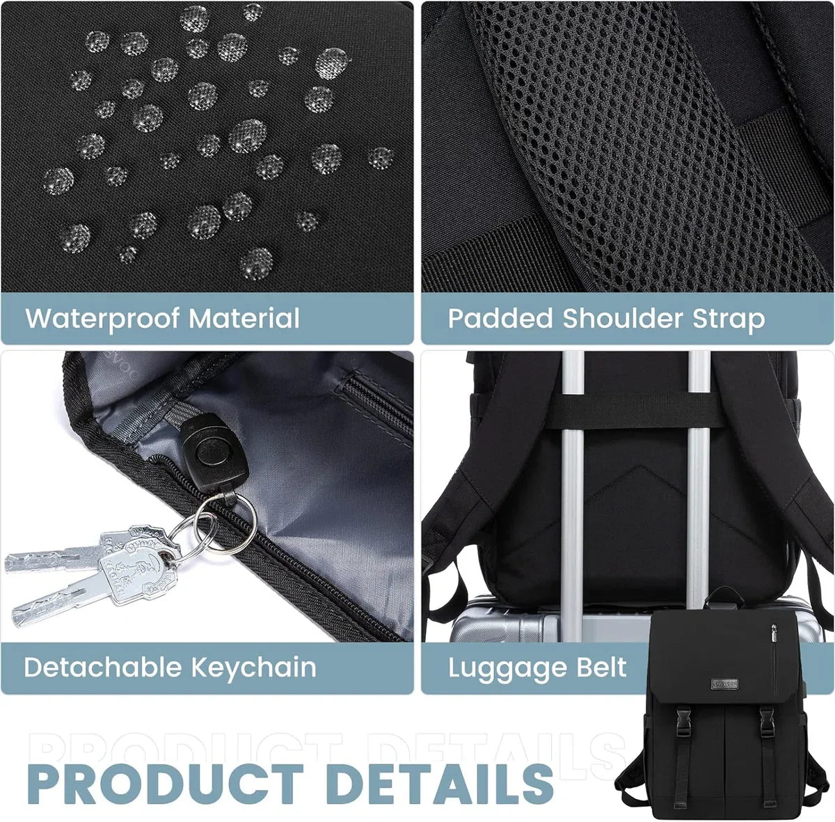 Laptop backpack 17.3 inch - Black - USB charging port - 32 x 15.5 x 47 - Backpack with 5 compartments - Work, school, office - Water-resistant