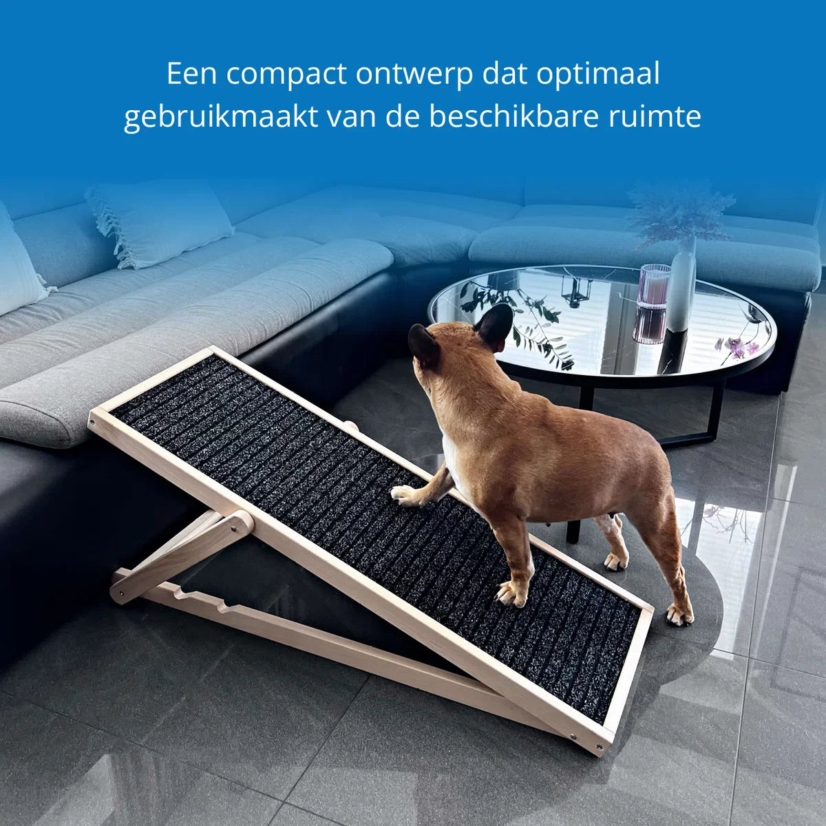 Dog Ramp - Dog Stair - Adjustable - For Large and Small Dogs - Black/Wood