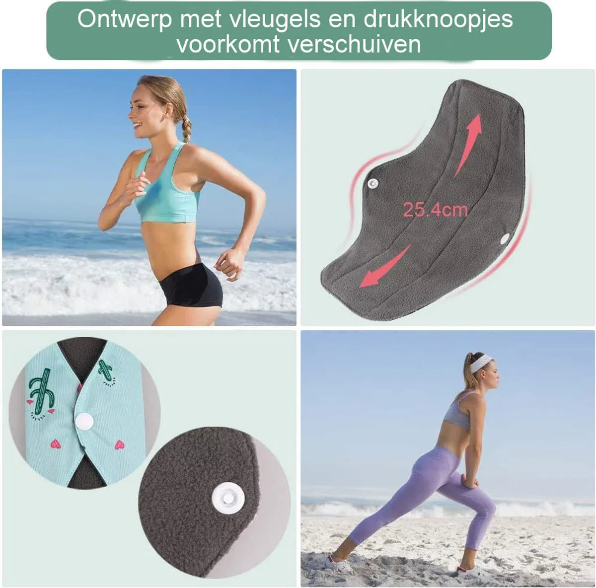 green-goose Bamboevezel Wasbaar Herbruikbaar Maandverband - 10 Stuks - met 2 Waszakjes - Comfortabel met Vleugels en Drukknop - Inlegkruisjes - Zachte Bamboe Stof - Ecologisch - Duurzaam - Super absorberend - Dun - Comfortabel