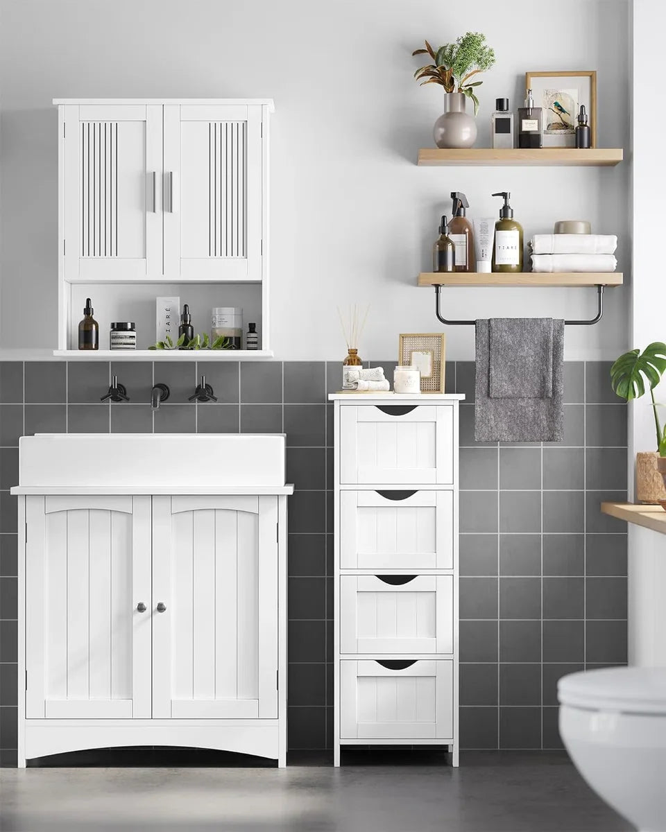 Washbasin Base Cabinet With Siphon Cut-out - Bathroom Washbasin Cabinet Siphon Storage Furniture Cabinet - White