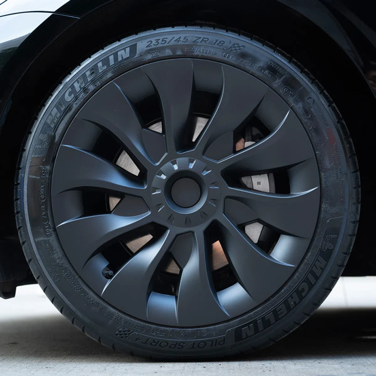 MHDW - Mat Zwarte Performance Turbine wieldoppen set - Geschikt voor Tesla Model 3 - Sportieve upgrade voor 18 inch standaard velgen - Auto Exterieur Accessoires Nederland en België