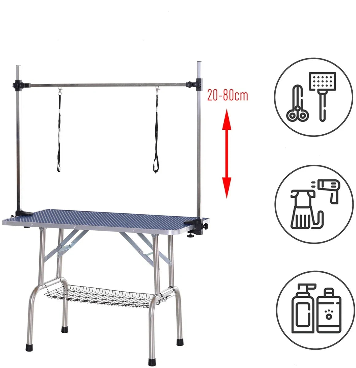 Trimtafel - Trimtafels voor honden - Hondentrimtafel - Met dubbele aanlijnoptie - 107L x 60B x 170H cm