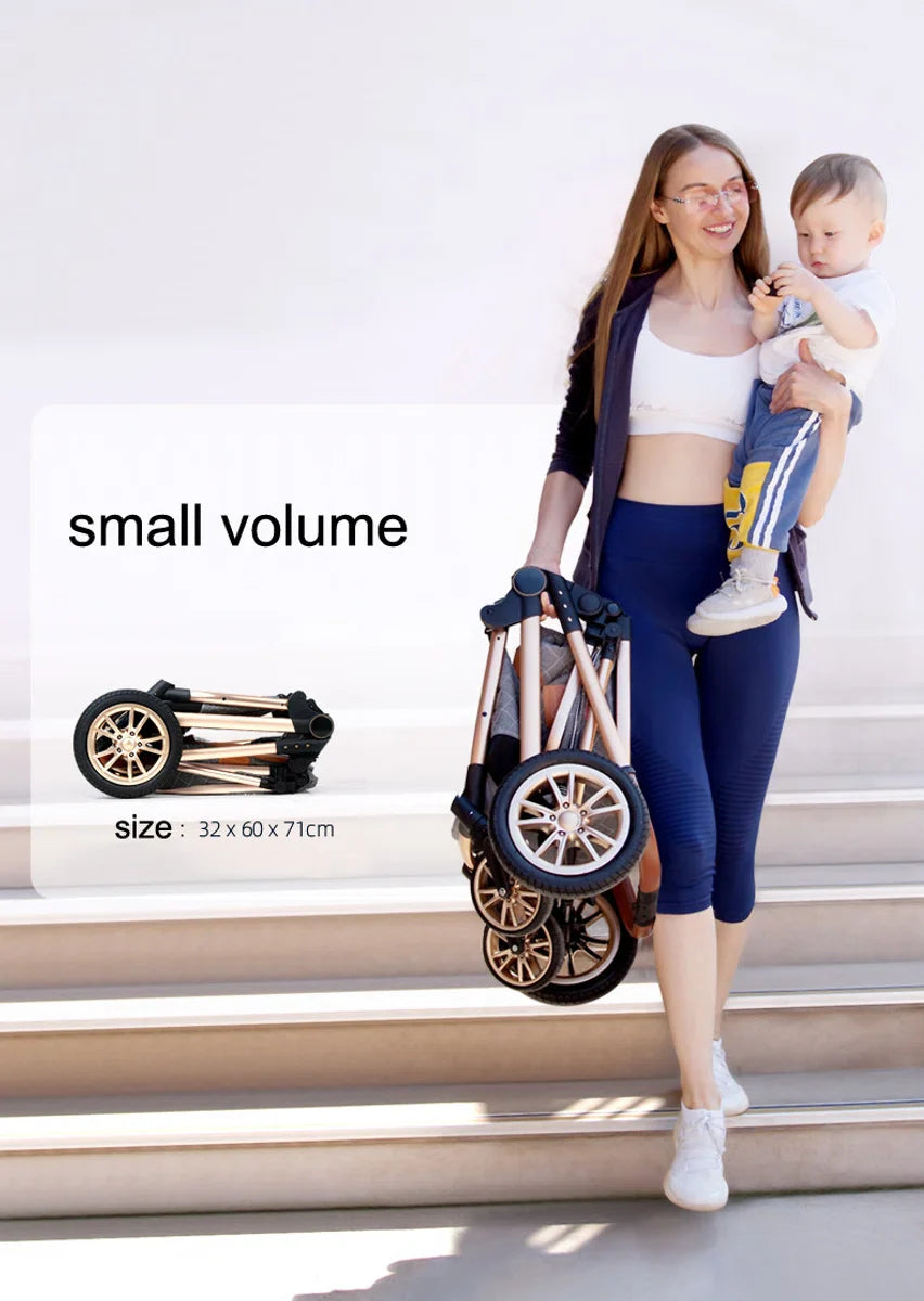 Luxury Multi-functional 3-in-1 Combi Stroller – High-Quality Buggy – Foldable Pushchair – Dark Grey – Incl. Car Seat