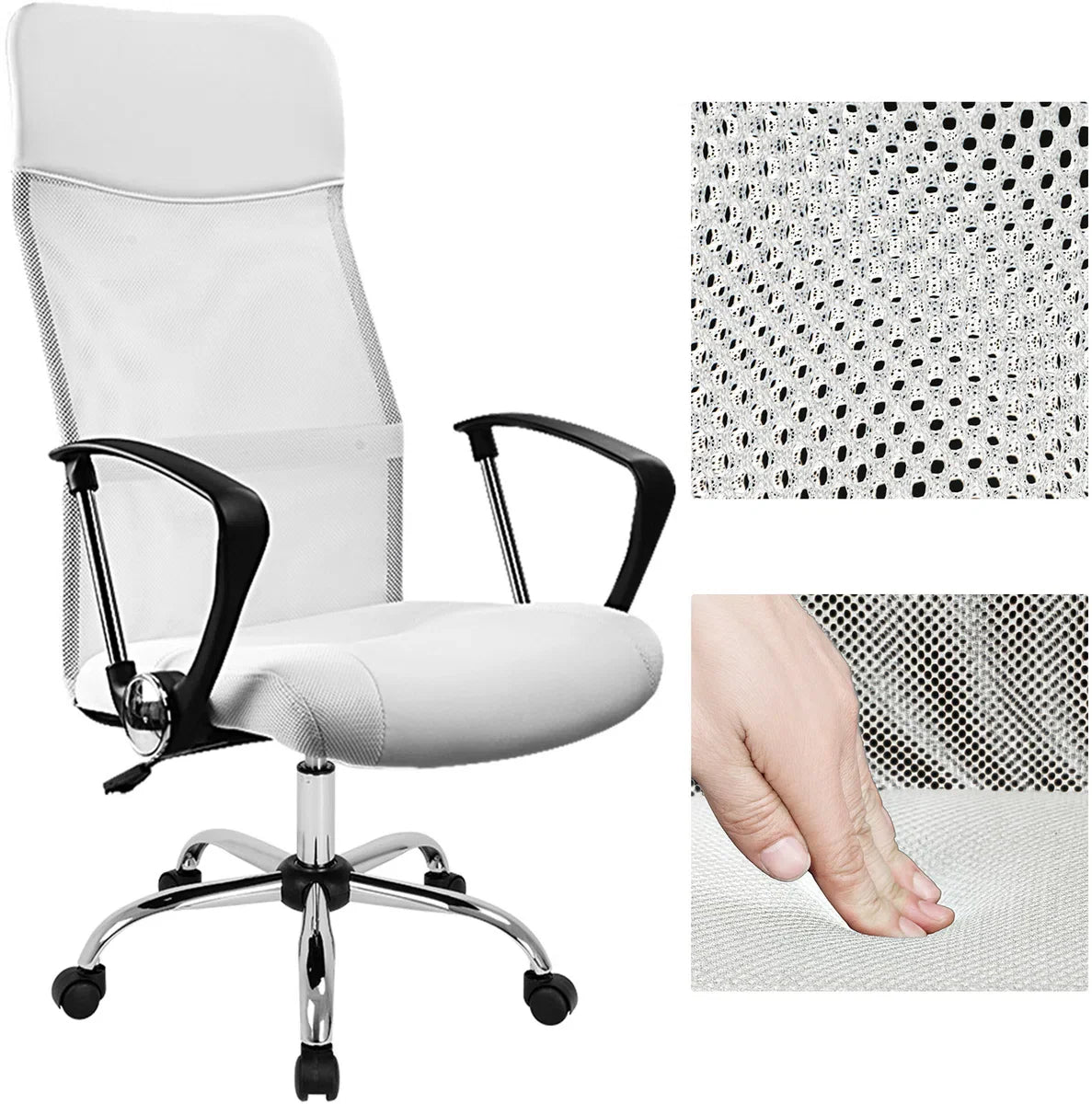 Casaria Bureaustoel met mesh wit
