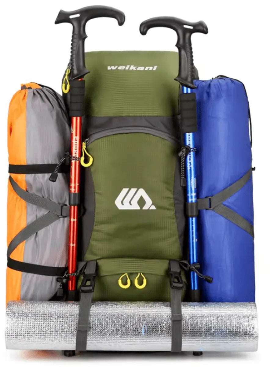 E-Shop4u® - 50L - Rugzak - Waterdicht - Nylon - Kamperen - Wandelen - Outdoor - Trekking - Schoenvak - Waterzakhouder - Reflecterend - Zwart - Rugzak Organizer