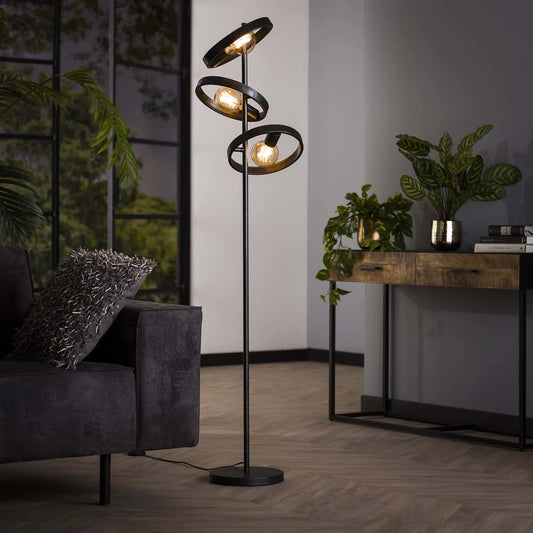 Country floor lamp Hover | 3 lights | charcoal | grey | black | 155 cm high | floor lamp / living room lamp | modern / atmospheric design