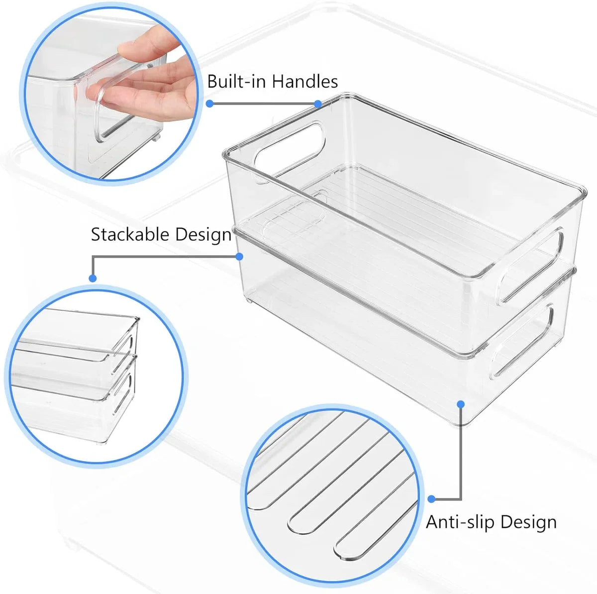 Opbergbakken Bijkeuken (Transparant) - Set Koelkast-organizer, 6 stuks