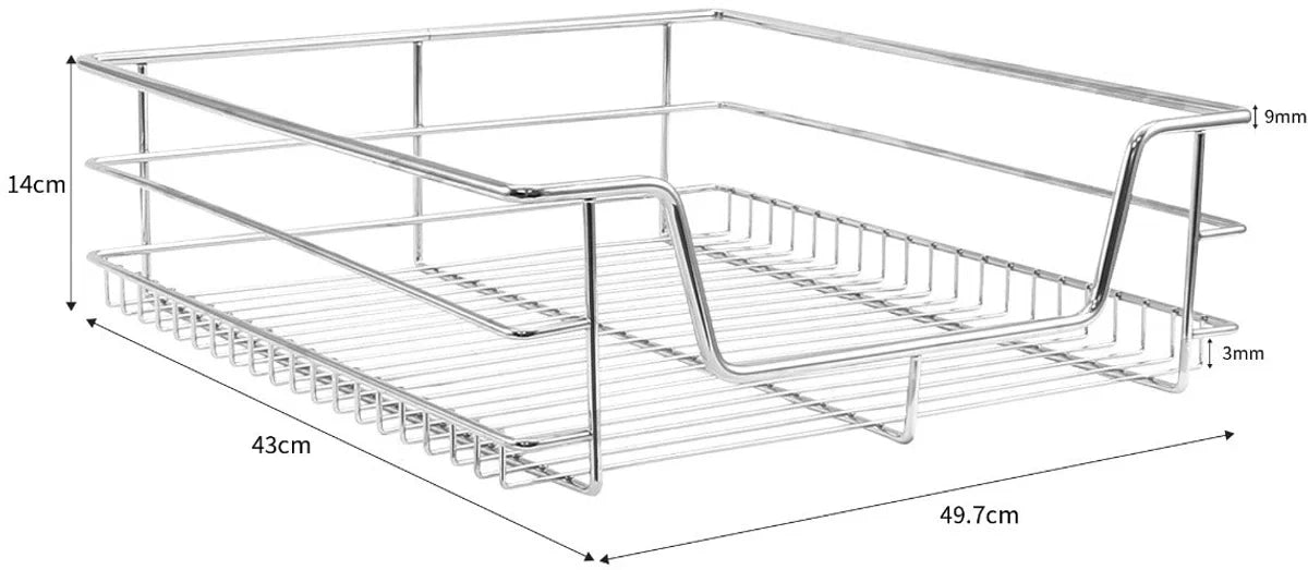 3 x Telescopische Schuiflade Keuken 60 mm - Zachte Sluiting - 15-20kg per mand - Uitschuifbaar Keukenrek 600 mm