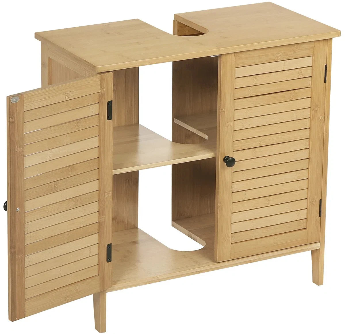 Badkamerkast - 60x30x60cm Ondermeubel Wastafel - Handdoeken Kast - Opbergkast Badkamer - Wastafel Onderkast - Hout - Bamboe