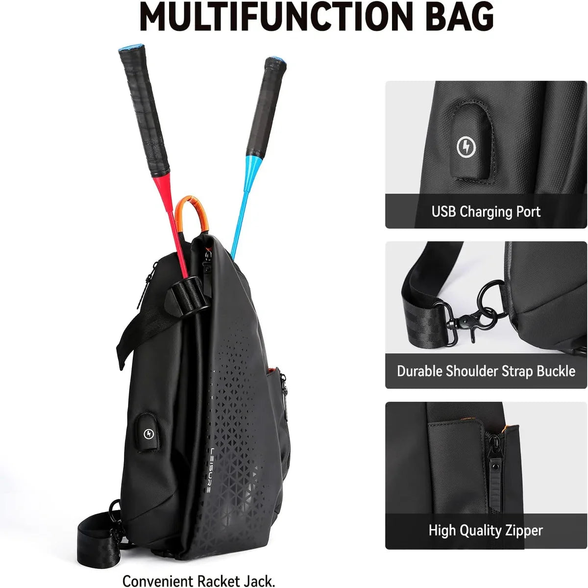 Sling Backsuck Sport Outdoor Borstzak Crossbag Schoudertas voor heren Sling Bag Crossbody Rugzak voor Camping Gym Reizen Wandelen, C-zwart (groot)