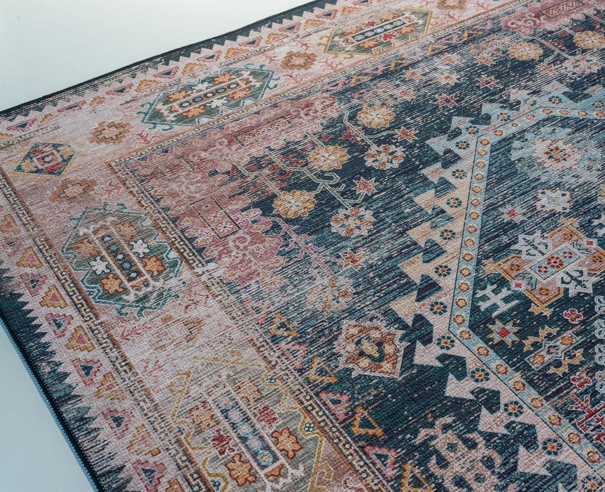 Vintage vloerkleed 200x300cm rood blauw Perzisch oosters tapijt