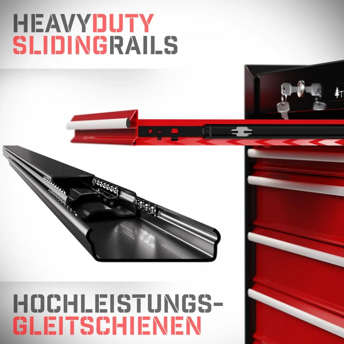 Tool trolley XXL - 7 drawers - Red / black