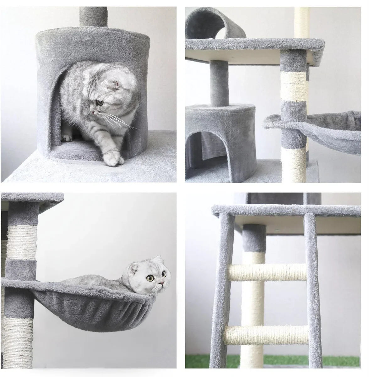 Cat Scratching Post 40KQY - 59 x 59 x 156 cm - Cat Furniture - Scratching Post - Scratching Post for large cats - Scratching Posts - Grey