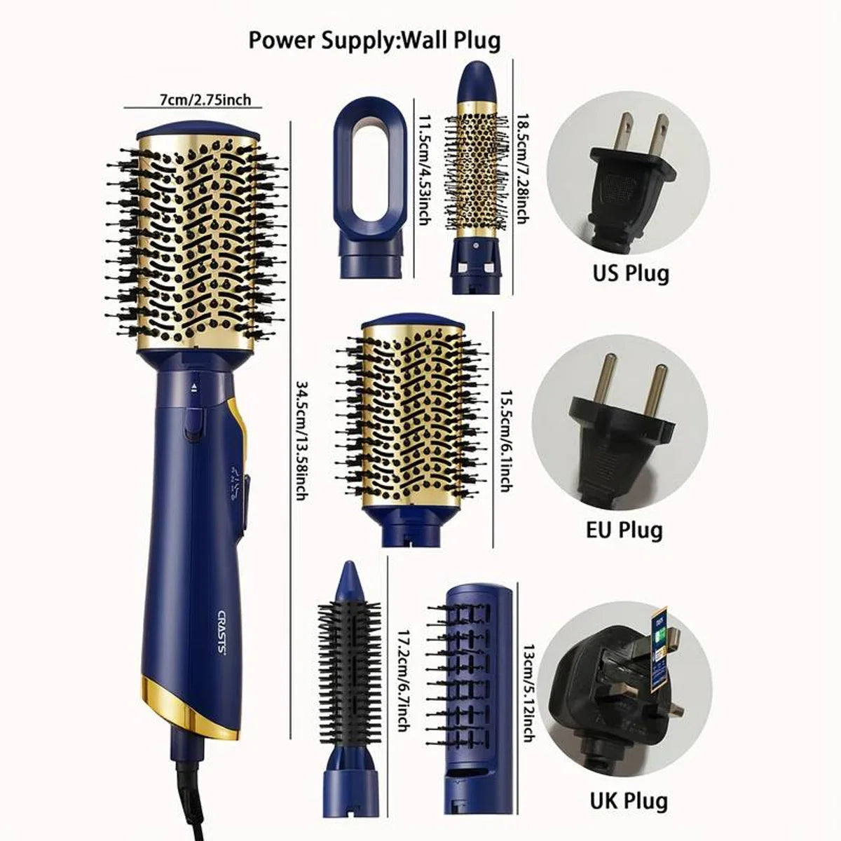 LooXs - Elektrische Haarborstel Voor Perfect Krullend Haar - Föhnborstel - 220V - Stijltang - Haardroger - Volumeborstel - Krultang Hete Lucht Borstel - Multifunctionele Haarborstel