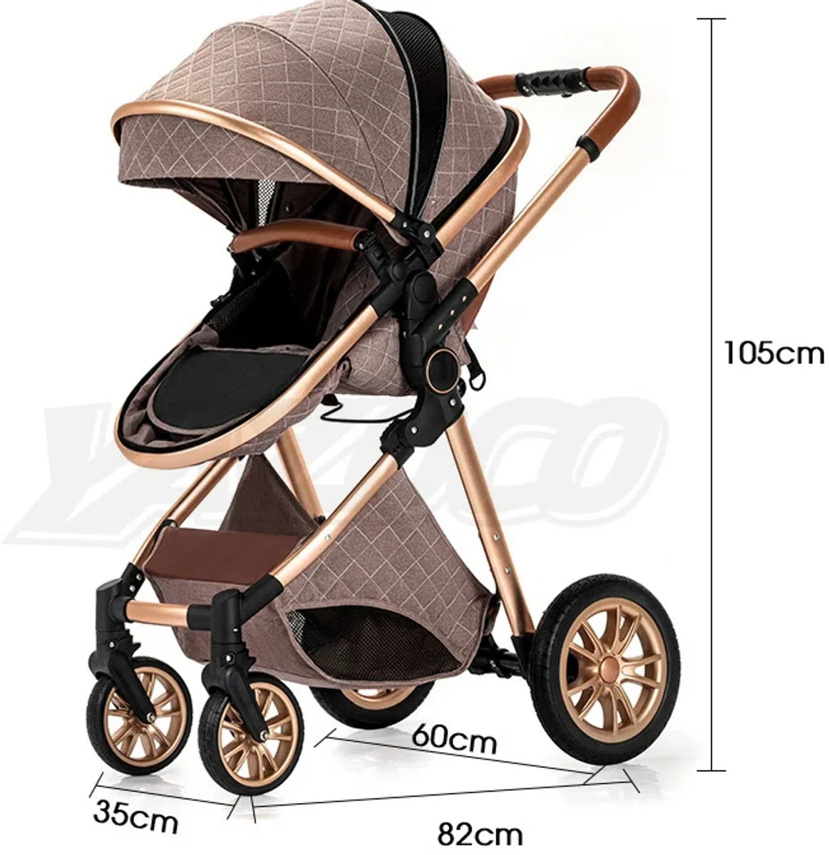 N.lux - Luxe kinderwagen set 3 in 1 - Wandelwagen - Inclusief autostoel - Buggy - Bruin