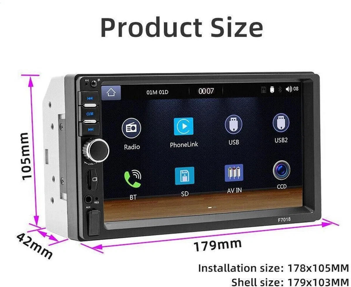Autoradio | 7 inch Touchscreen | Apple Carplay | Android Auto | 2 DIN Universeel | Bluetooth | USB