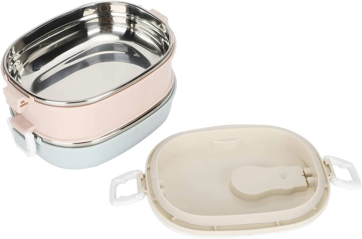 Lunchbox Draagbare roestvrijstalen geïsoleerde thermische voedselopslagcontainer Lekvrije voedselopslagcontainer Lunchbox voor volwassenen Studenten werken (2 lagen: 27 x