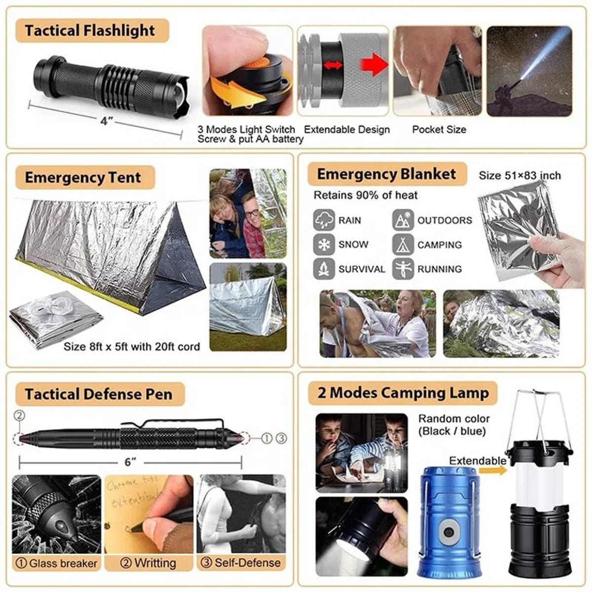 Survivalpakket - Noodpakket - Survivalset - Rampenrugzak - Oorlogspakket - Outdoorpakket met EHBO-kit