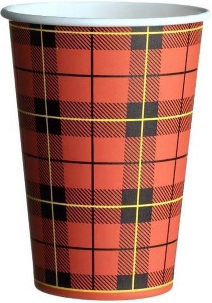 Disposable coffee cups - Scottish/Scotty Plaid - 180ml (7.5oz) - 25 x 100 pieces - 2500