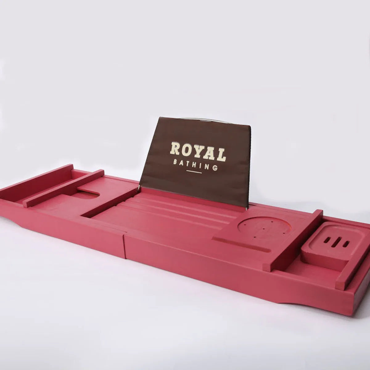 Decopatent® Badplank - Uitschuifbaar 75 -> 110 Cm - Verstelbaar Bamboe Badrekje voor in bad - Boekenhouder - Tablethouder - Rose