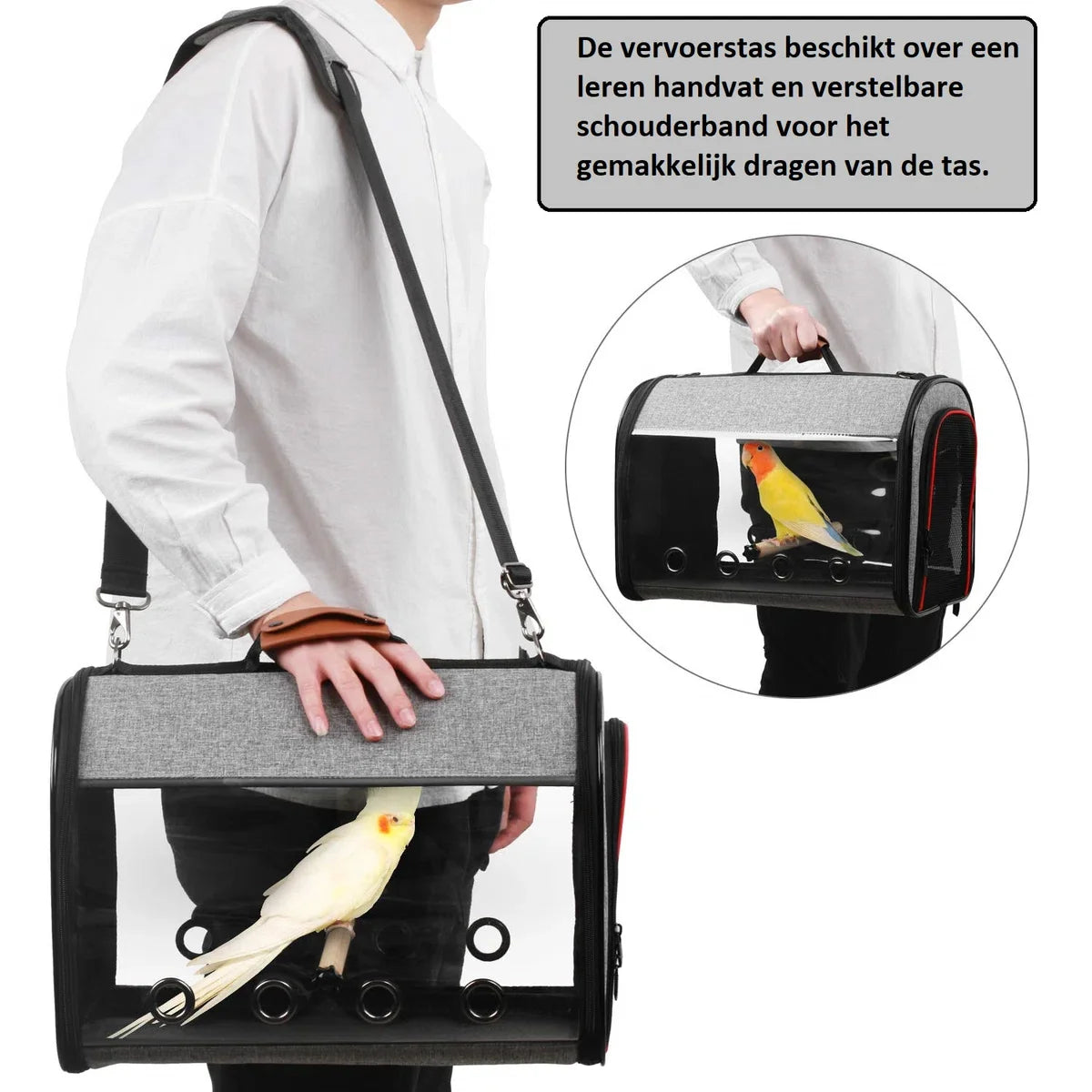 Bird carrier bag - Animals - Polyester - Carrier bag - Pet - Perch - Shoulder strap - Foldable - Zipper - Ventilation