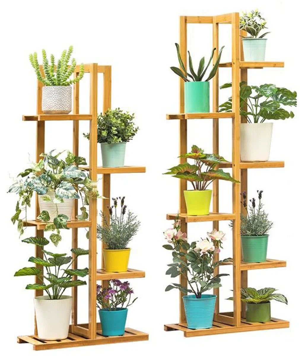 Plantenrek - Wandrek - Voor Planten - Ladderkast - 5 Planken - 5 Laags - Plantenrek - Bamboe - Binnen/buiten