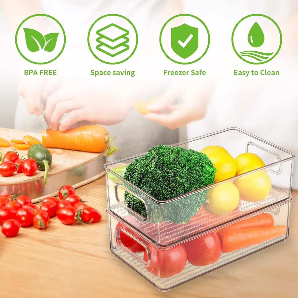 Opbergbakken Bijkeuken (Transparant) - Set Koelkast-organizer, 6 stuks