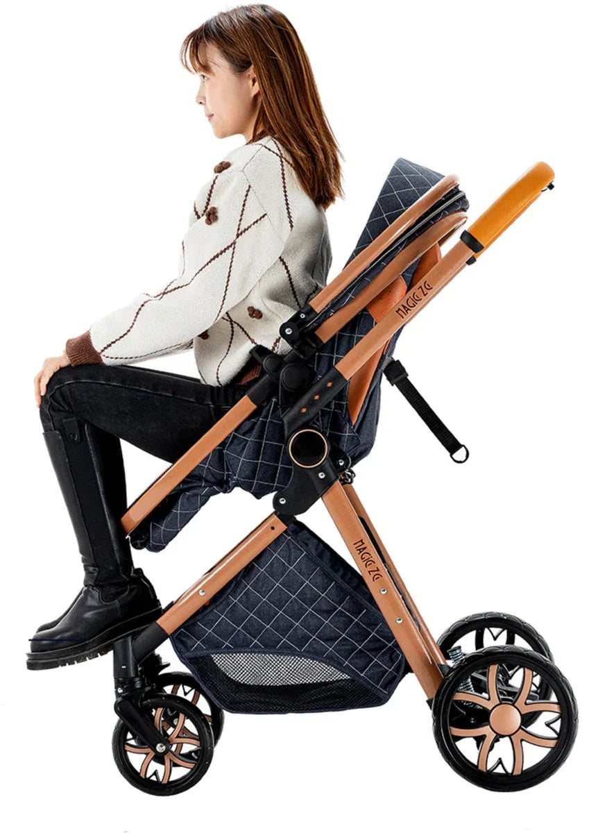 3-in-1 Stroller - Luxury Stroller - Buggy - Pram - Multifunctional - Foldable - Including Car Seat - Blue