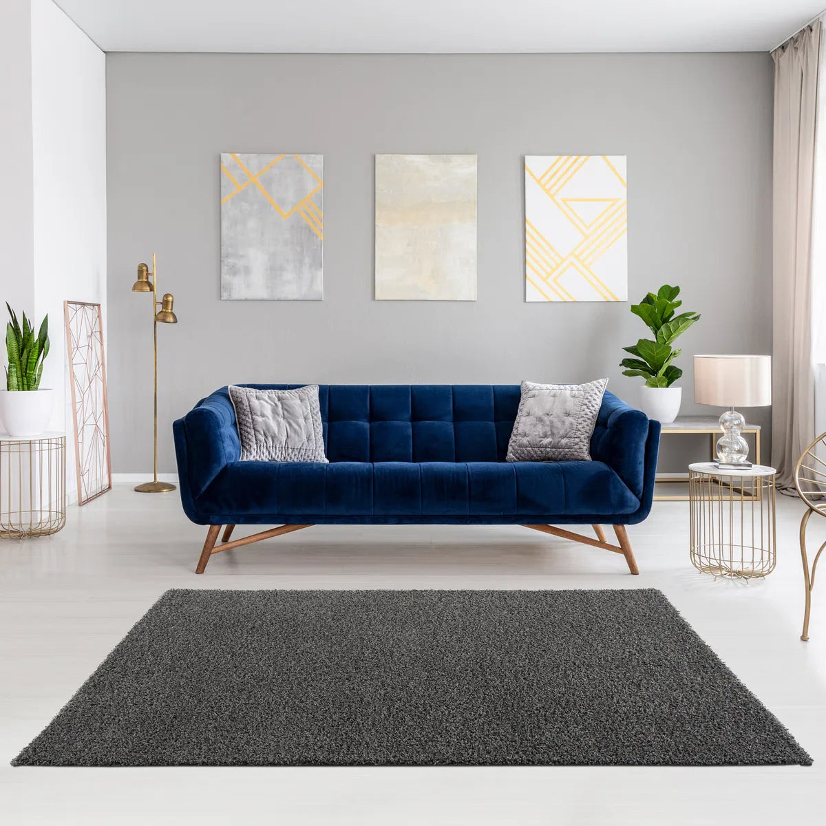 Loca Shaggy Vloerkleed Grijs - 140x200 CM - Hoogpolig Vloerkleed - Tapijt Woonkamer, Slaapkamer