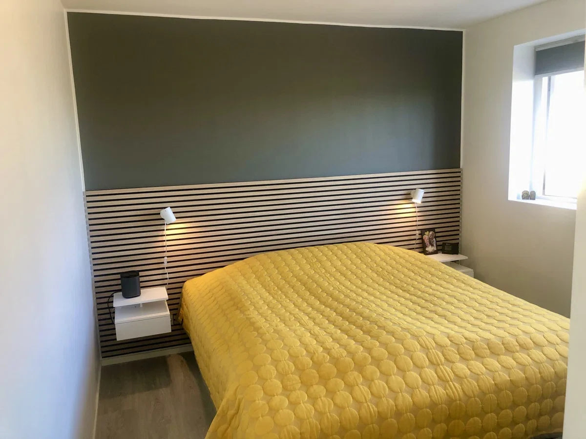 Eiken houtfineer Naturel Promo - Akoestisch Houten Wandpaneel - 240 x 60 cm | Echt Hout | Houten latten | Akupanel | Wanddecoratie| 3D Wandpanelen | Muurdecoratie | Lattenwanden | Wood panels | Eikenhoutfineer