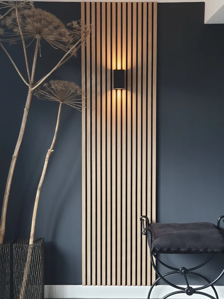 Eiken houtfineer Naturel Promo - Akoestisch Houten Wandpaneel - 240 x 60 cm | Echt Hout | Houten latten | Akupanel | Wanddecoratie| 3D Wandpanelen | Muurdecoratie | Lattenwanden | Wood panels | Eikenhoutfineer