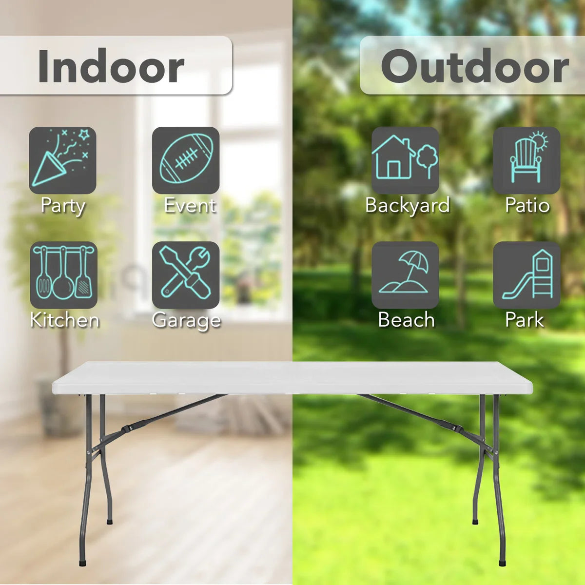 MaxxGarden Klaptafel - Inklapbare tafel - Opvouwbare Tuintafel - Weerbestendig - Inclusief handvat - 180x70x74