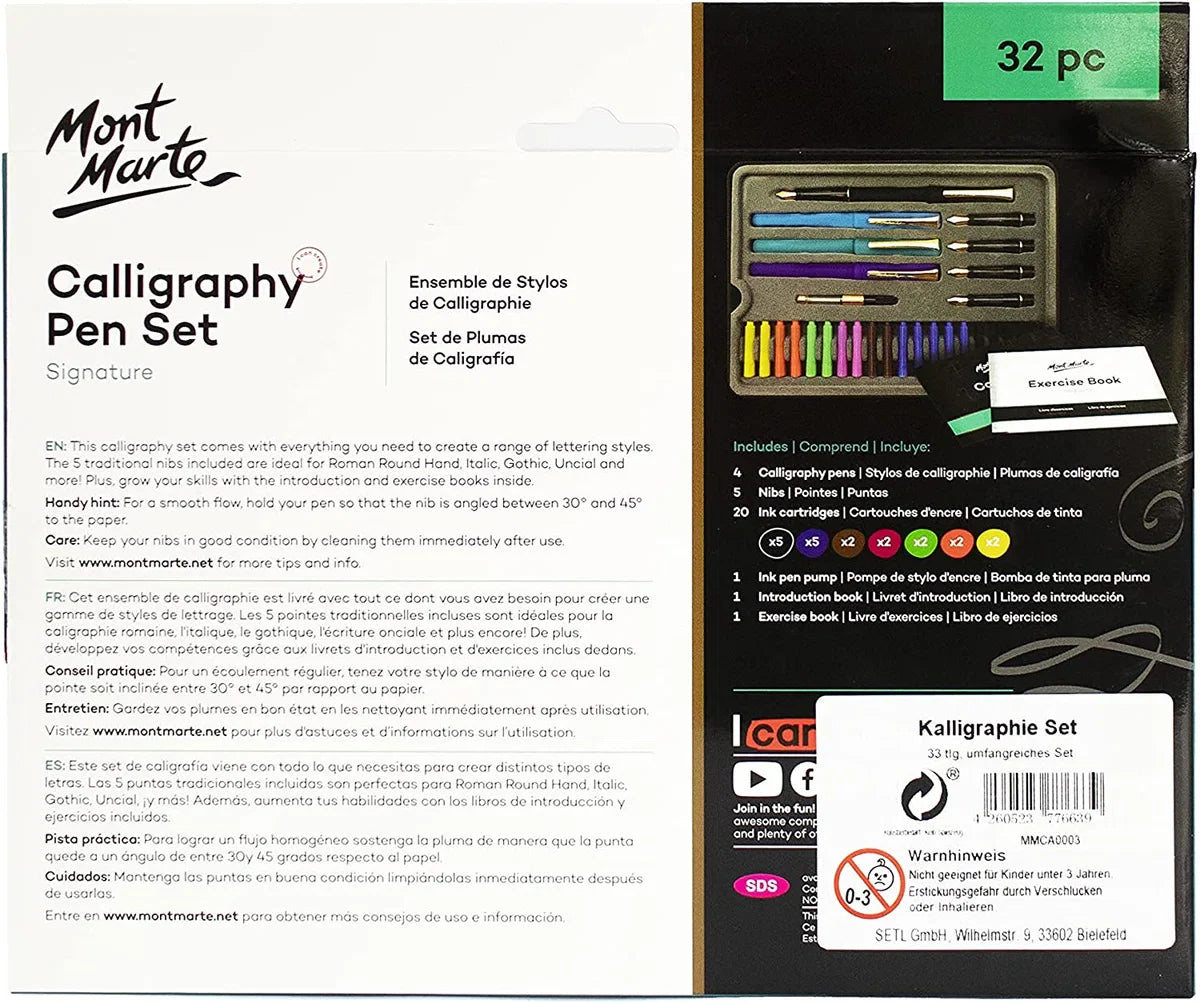 Kalligrafieset - Inkt Kalligrafieset - Kalligrafiepen - Cadeau - Geschenk - Schrijven - Kleuren - Cadeauverpakking - Giftset - Beginners - Experts - Hobby - Vulpen - 5 Soorten Penpunten - Inclusief Oefenboek