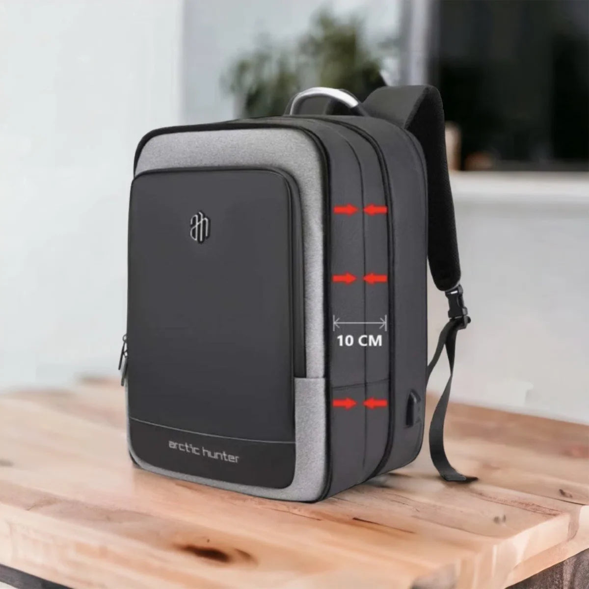 Arctic Hunter Rugzak - Laptop Rugtas - Laptoptas - Aktetas - 17 Inch - Waterafstotend - Zwart - USB