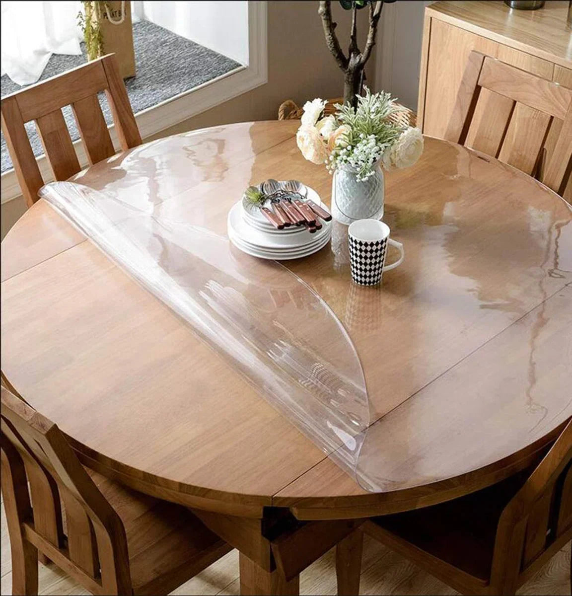 Rond Transparant Tafelzeil van 2,2 mm dik, 140 cm Ø