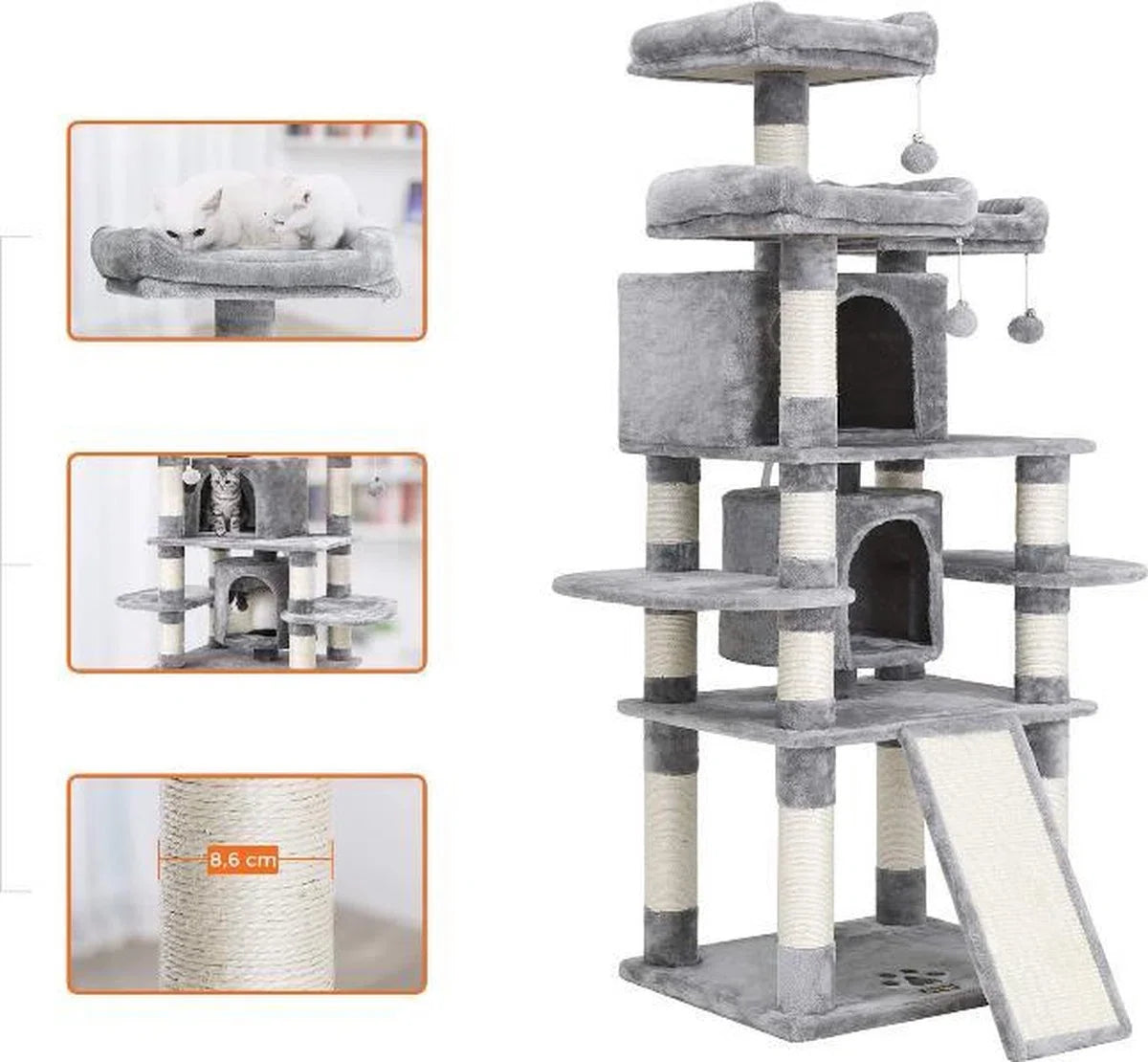 MIRA Home - Scratching Post - Cat House - Cat Tree - Cat Furniture - Cat Post - 50x50x172