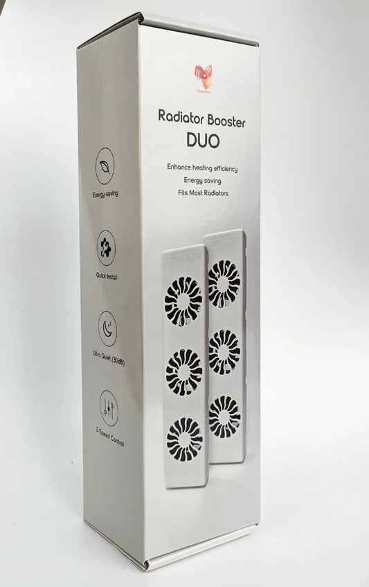 Radiatorventilator Dubbele set - Digitaal display - Instelbare temperatuurinstelling - Energiezuinig - Geschikt voor bijna alle typen radiatoren - Verwarming ventilatie