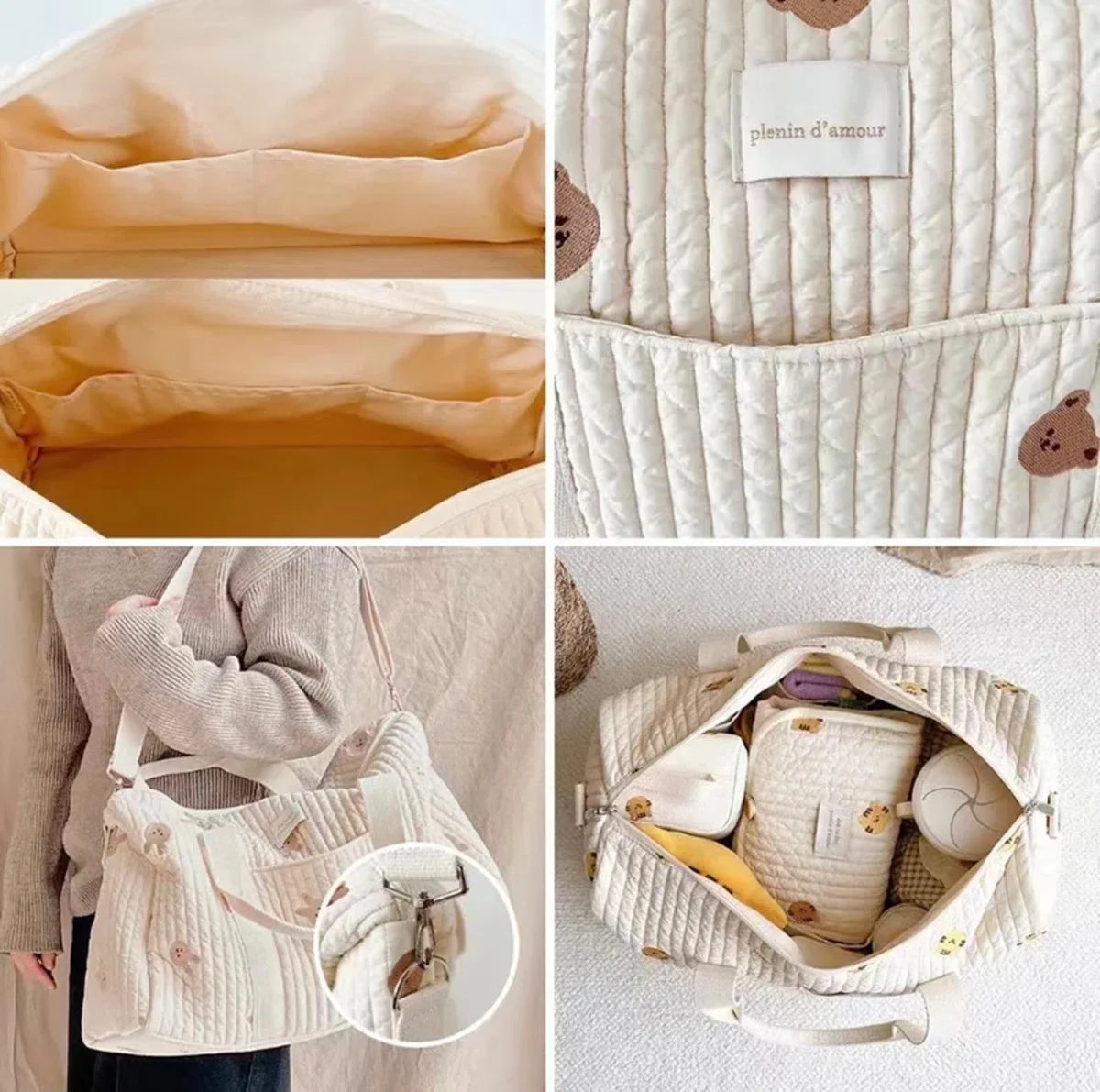 Luierrugzak - Moedertas - Schoudertas - Verzorgingstas - Kraamcadeau - XL - Tulp - Beige